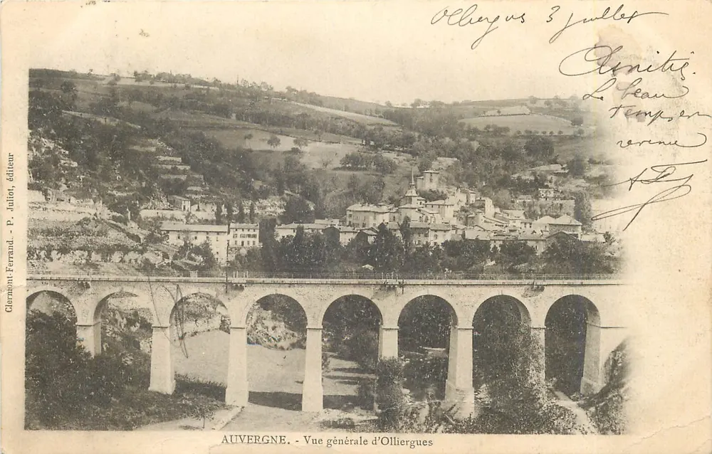 Olliergues — Vista geral de Olliergues — Clermont-Ferrand - P. Juliot, editor - Frente