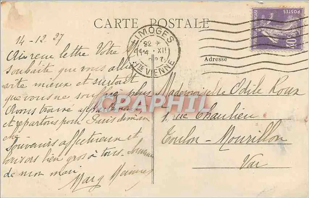 Limoges — A Catedral — Editor desconhecido, n° 206 - Verso