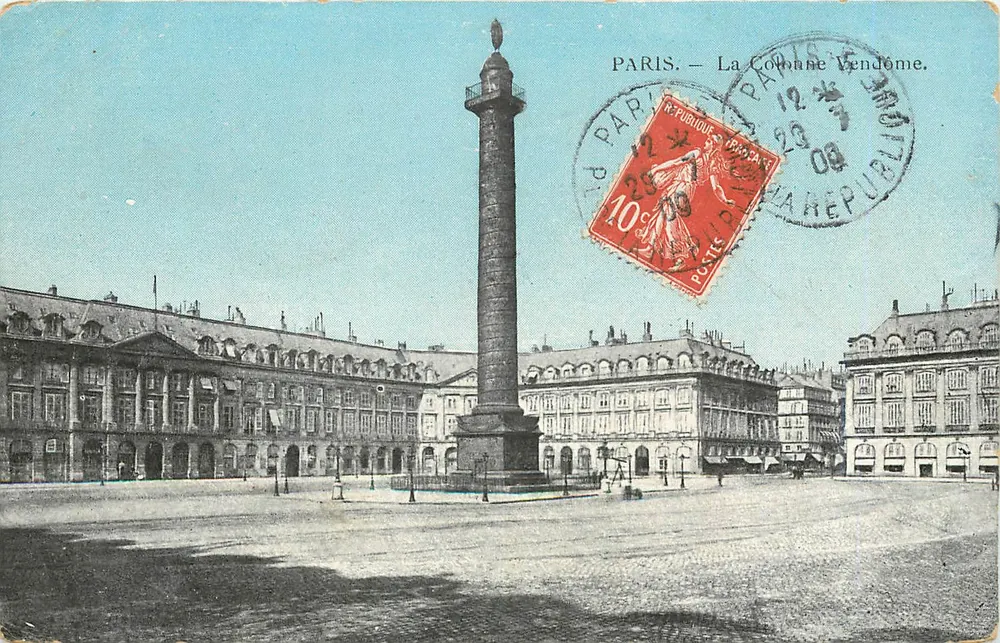 Paris — A Coluna Vendôme — editor desconhecido, n° de série não visível - Frente