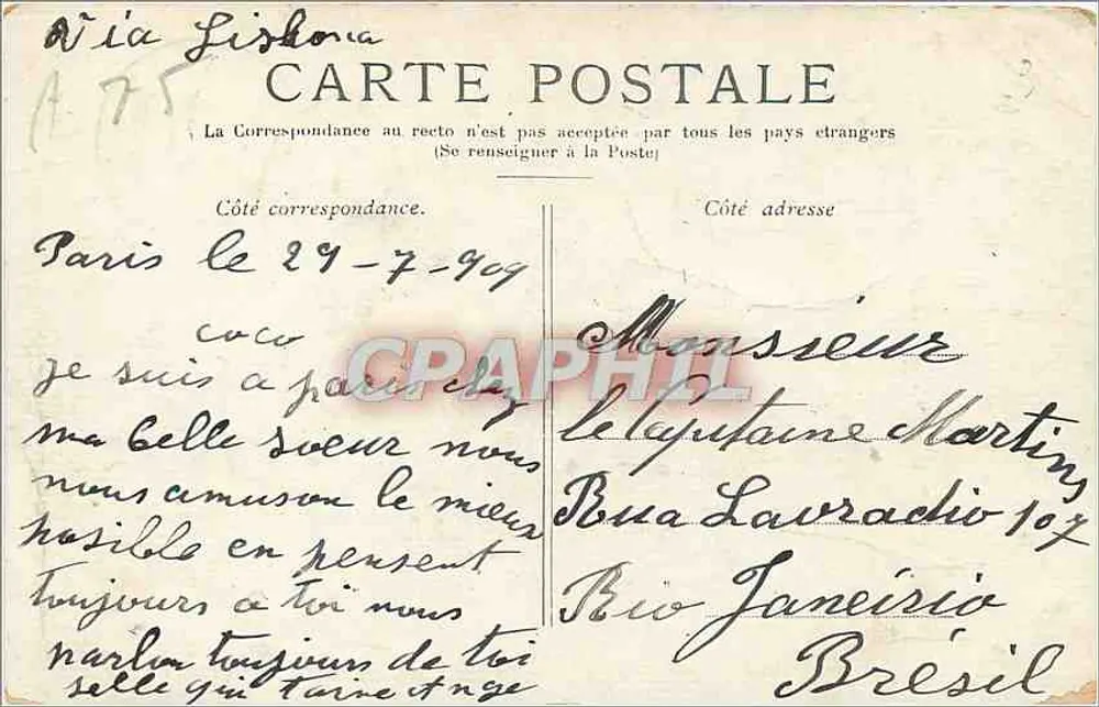 Paris — A Coluna Vendôme — editor desconhecido, n° de série não visível - Verso