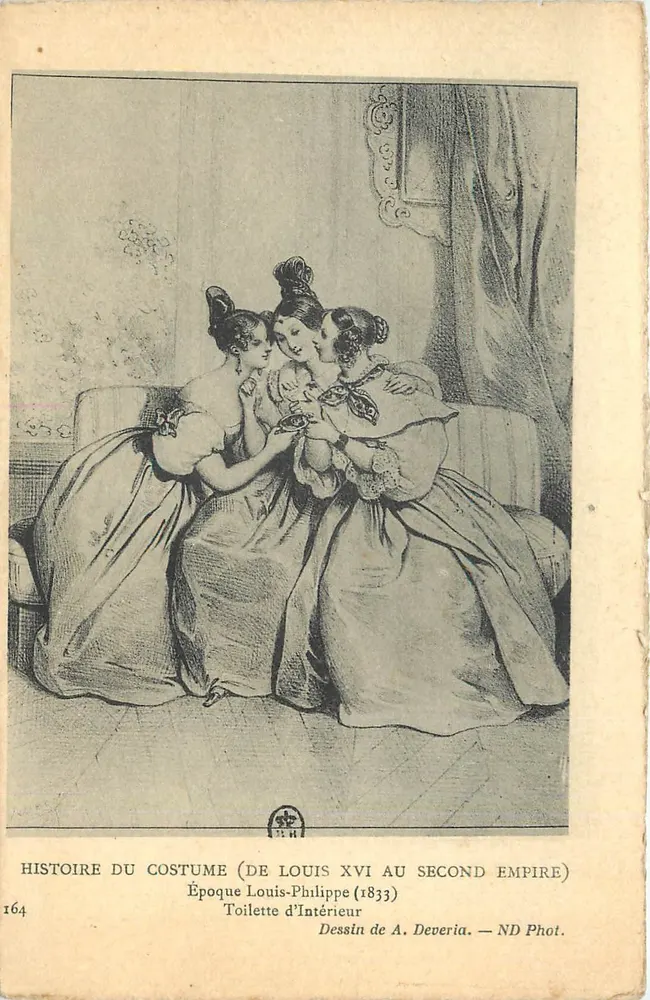 Geschichte des Kleidungsstils (von Louis XVI bis zum Zweiten Kaiserreich) — Louis-Philippe-Zeit (1833) — Zeichnung von A. Deveria — ND Phot. - Vorderseite