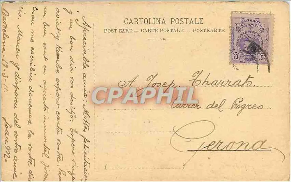 Deusa Págana — gravura de G. Saganthun — edit. A. Grubrey, Milão (nº5) - Verso