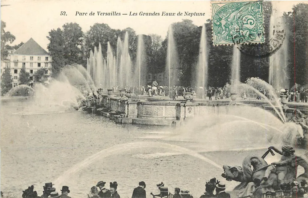 Parco di Versailles — Le Grandi Acque di Nettuno — Héliotypie Bourdier-Faucheux - Recto