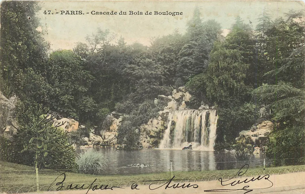 Paris — Cachoeira do Bois de Boulogne — Editora L. Lévy, n°47 - Frente