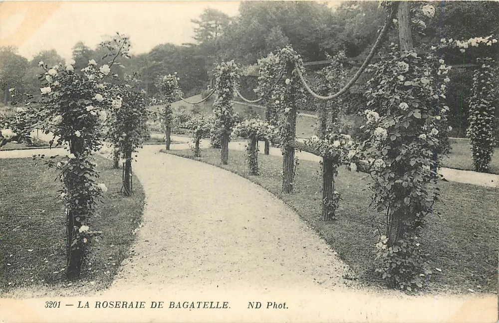 A Rosaleda de Bagatelle — jardim decorado com rosas trepadeiras — ND Phot. n° 3201 - Frente