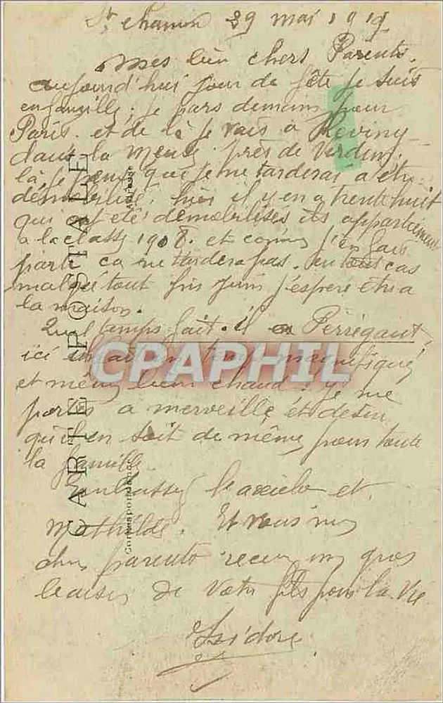 PARIS — Jardin du Luxembourg — M. J. n° 540 - Verso