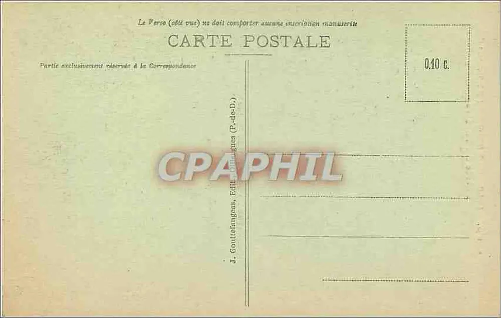 Clermont-Ferrand — Entrada do Teatro — J. Gouttefange, editor, n° 1048 - Verso