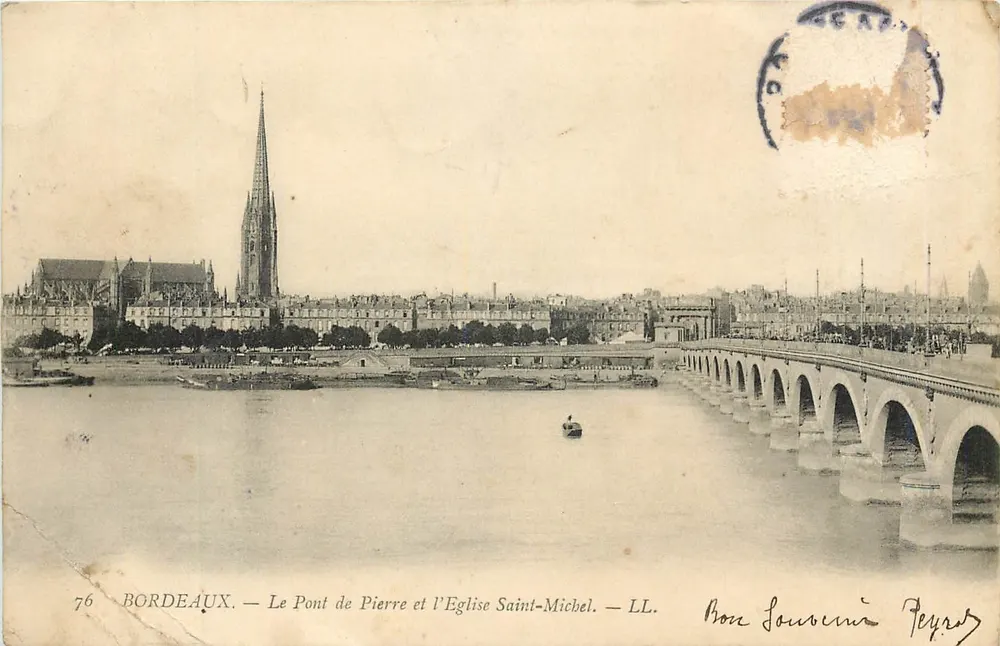 Bordeaux — Die Pierre-Brücke und die Kirche Saint-Michel — LL. — n°76 - Vorderseite