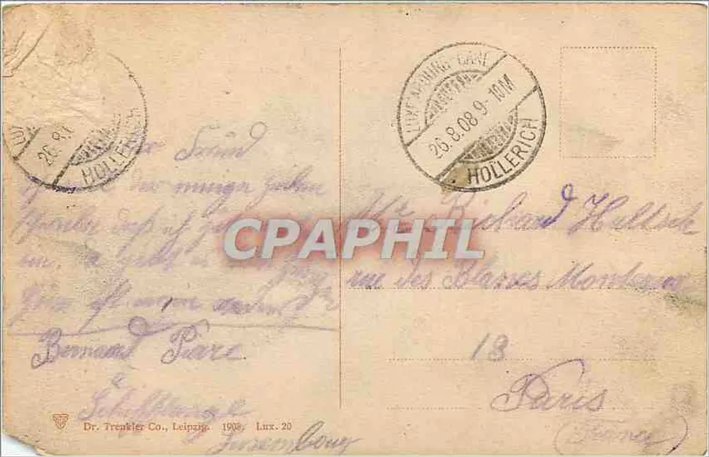 Luxemburgo — Ponte Adolphe — editor Dr. Trentler Co., Leipzig - Verso