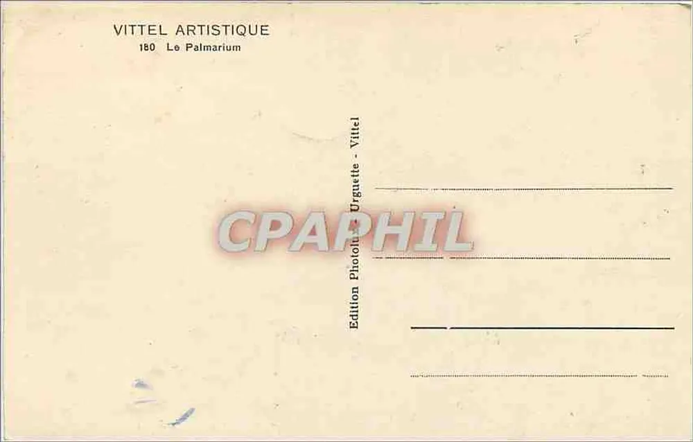 Le Palmarium — Éditeur Vittel Artistique, n°180 - Verso