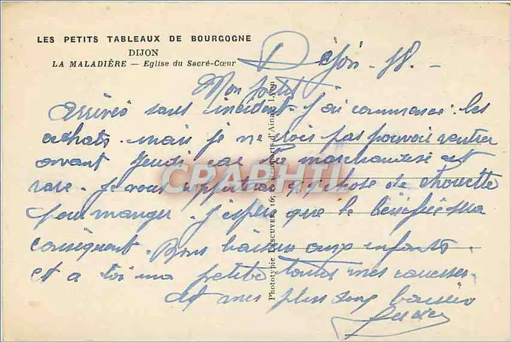 La Maladière — Église du Sacré-Cœur — Dijon — Les Petits Tableaux de Bourgogne - Verso