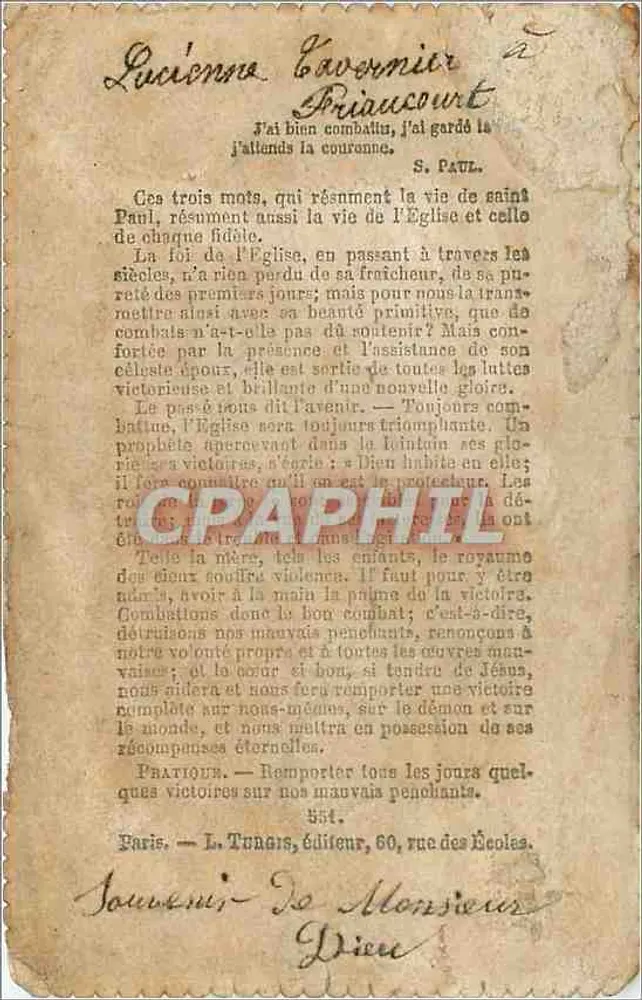 Die Kirche des Heiligen Herzens — L. Turgis, Verlag, Paris, Nr. 581 - Rückseite