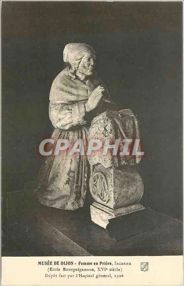 Musée de Dijon - Femme en prière, Inconnu (École Bourguignonne, XVIe siècle) — Dépôt fait par l'Hôpital général, 1900 - Recto
