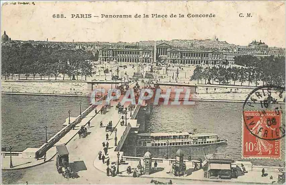 Paris — Panorama da Place de la Concorde — C.M. n°688 - Frente