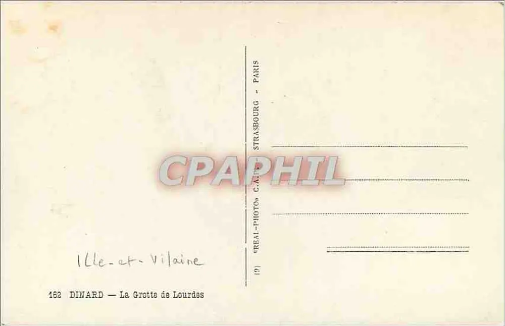 Dinard — A Gruta de Lourdes — editor « REAL-PHOTO » C.A. 192 - Verso