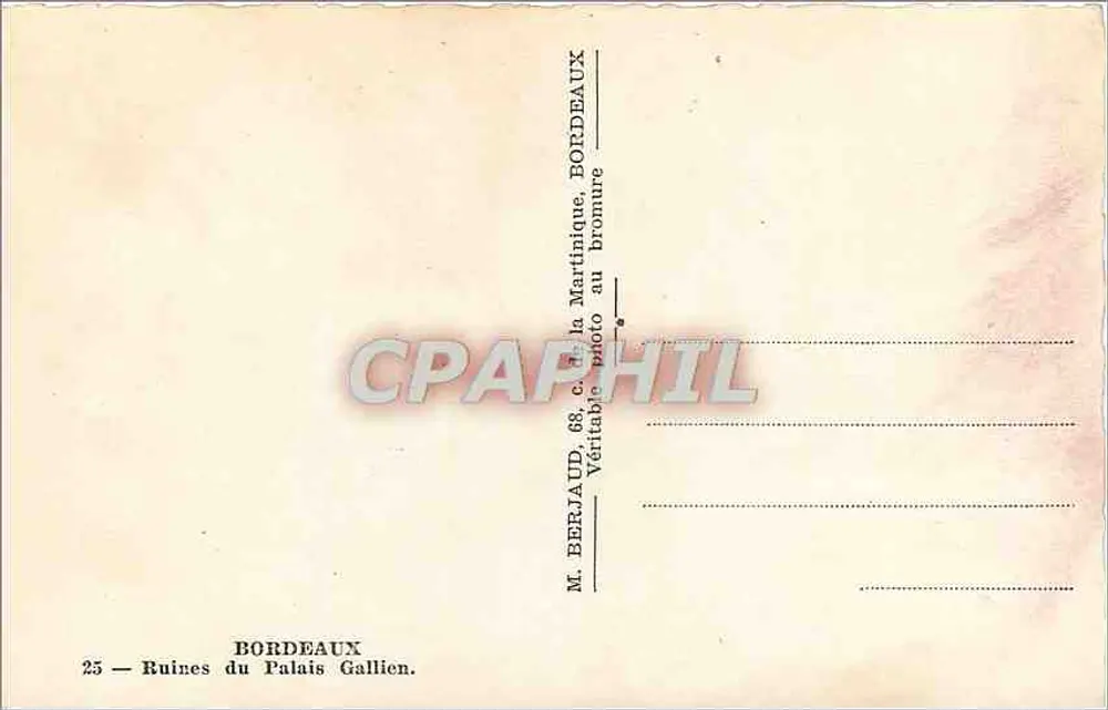 Ruínas do Palácio Gallien — Bordeaux — M. Berjaud - Verso