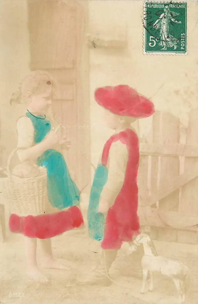 Dois crianças brincando com um cachorro — ilustração colorida — editor Birez/1 - Frente