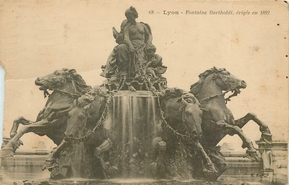 Lyon - Fontaine Bartholdi, érigée en 1892 — éditeur E.F. (numéro 68) - Frente