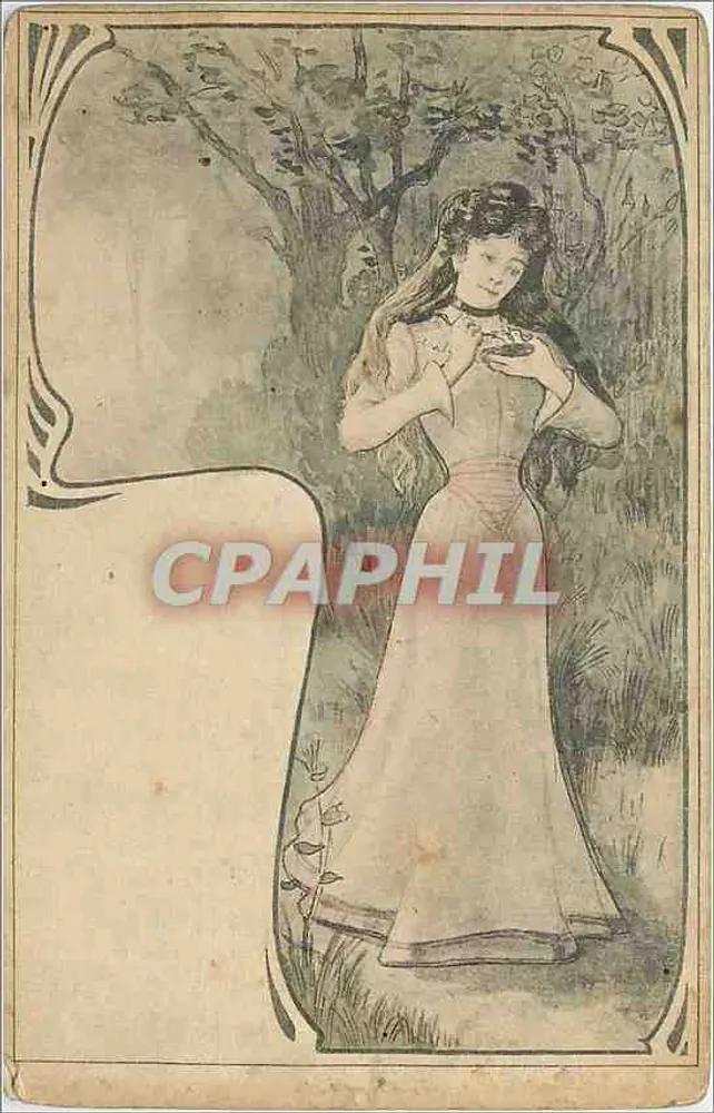 Mulher em um parque — ilustração Art nouveau — editor desconhecido - Frente