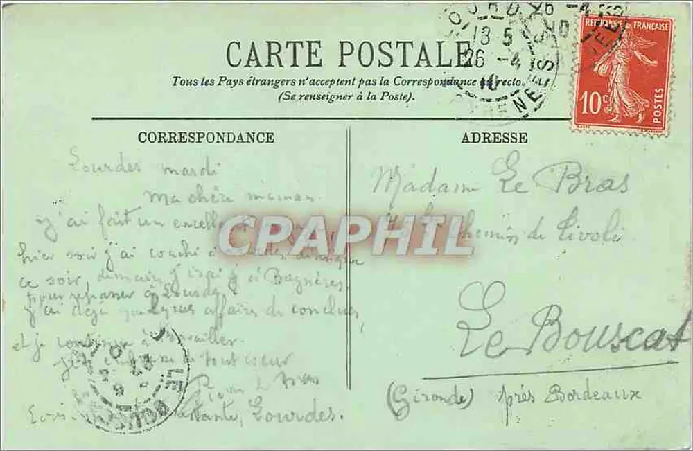 Lourdes — Le Pic du Jer — L'Observatoire et la Croix — Magasins de l'Hôtel des Ambassadeurs - Verso