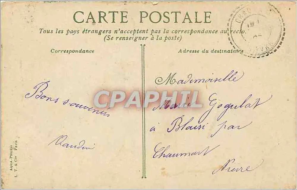 Jardin des Plantes — L'Otarie — éditeur L. V. & Cie, Paris - Verso