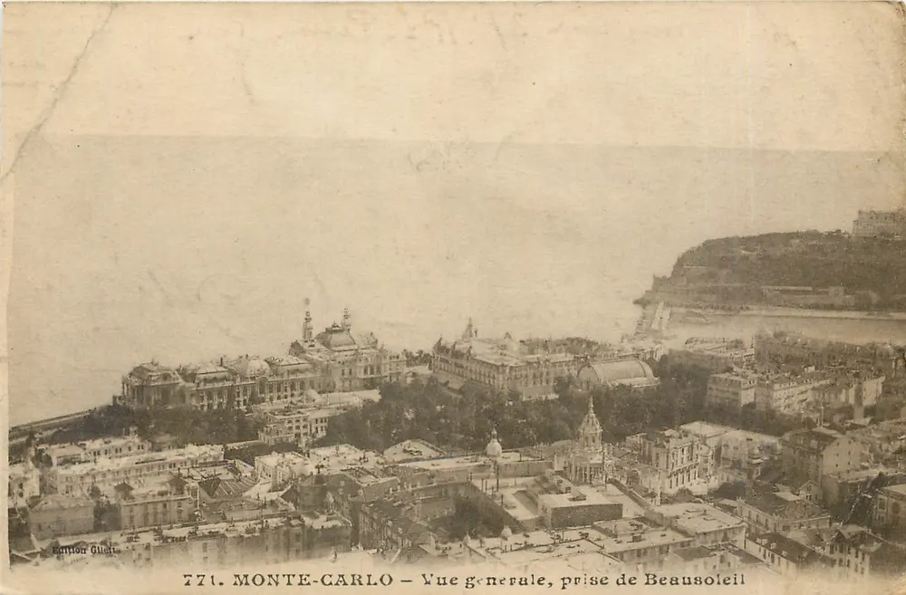 Monte-Carlo — Vue générale, prise de Beausoleil — Édition Gueit - Recto