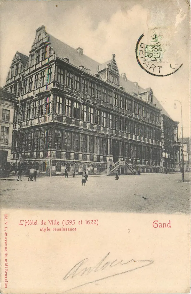 Hôtel de Ville — estilo renascentista (1595 e 1622) — Éd. V. G., avenue du midi Bruxelles - Frente
