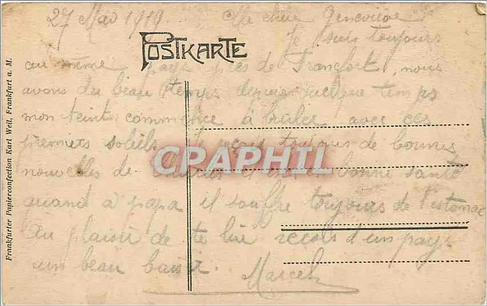 Ansicht des Feldbergs im Taunus — Frankfurter Papierconfection Karl Well, Nr. 1719 - Rückseite