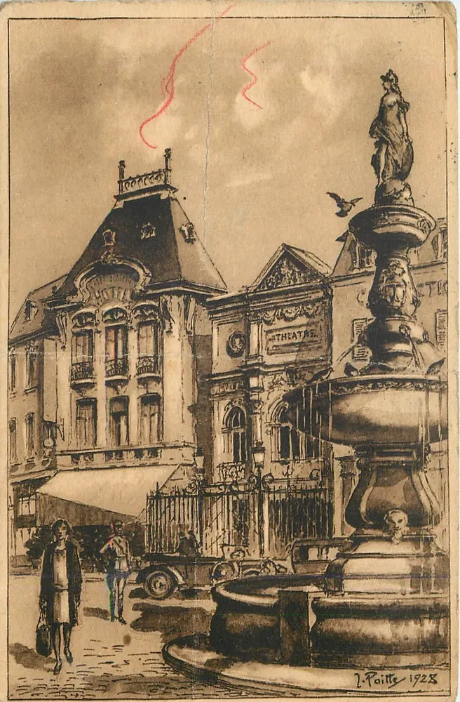Toul — Theater und Fontaine Curel — L. Paillet 1928 - Vorderseite