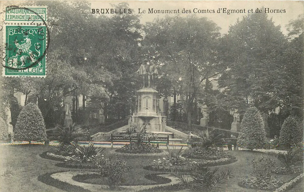 Bruxelles — Le Monument des Comtes d'Egmont et de Hornes — Édition A. Schérer, A. Forest-urtxales - Recto