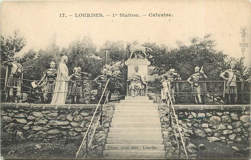 Lourdes — 1ª Estação — Calvário — Viron, fot.-editora, Lourdes - Frente