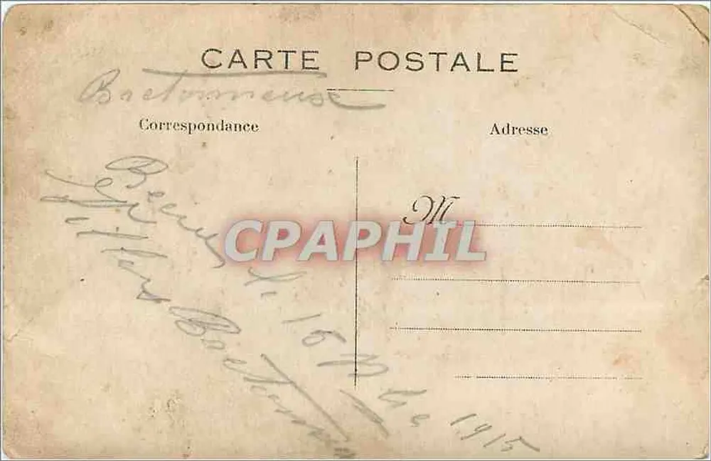 Meisje met pop — op de treden van een portiek — Antieke ansichtkaart - Achterkant