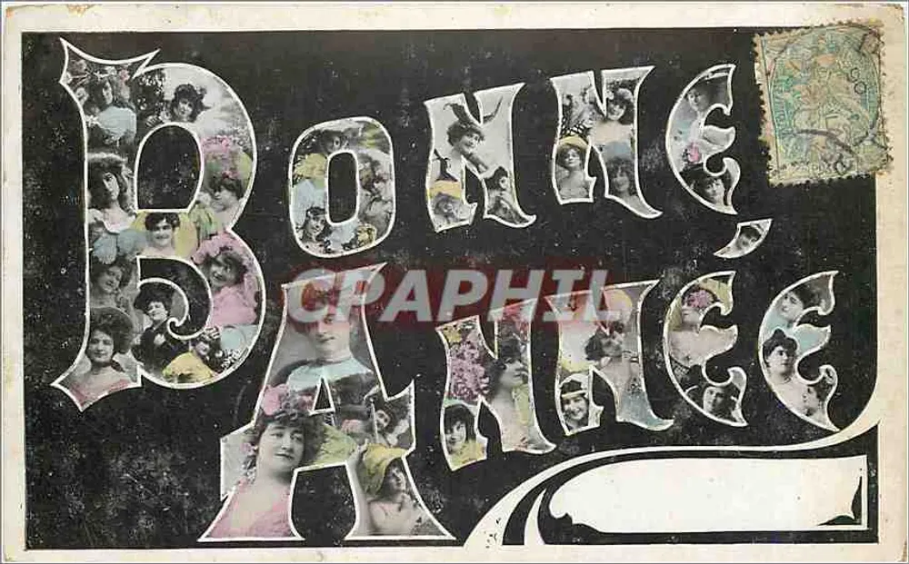 Bom Ano — Carta postal decorativa — editor desconhecido - Frente