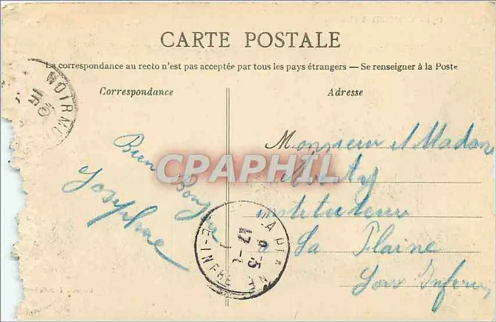 Noirmoutier (Vendée) — Der Eingang zum Bois de la Chaise nahe der Mole — Verlag nicht identifiziert, Nr. 351 - Rückseite