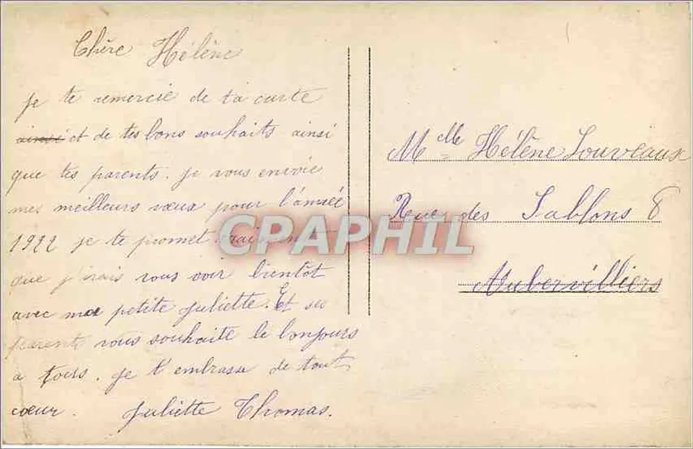 Mała dziewczynka w sukience z krochmalnymi plamkami — dekor krajobrazowy — Plon, n° 1078 - Rewers