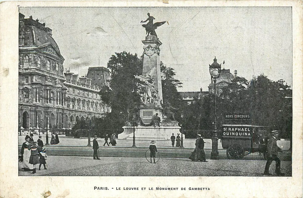 Paris - Ansicht des Louvre und des Gambetta-Monuments — Verlag SIRAPHAEL QUINQUINA - Vorderseite