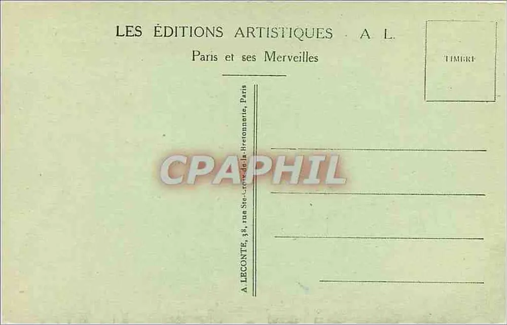 Paris - Sacré-Cœur - Les Éditions Artistiques A.L. - Verso
