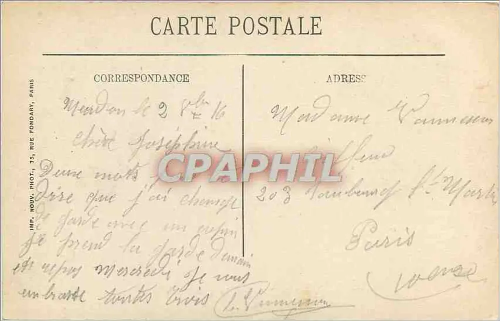 Palácio de Versalhes — Fachada do lado da Terrasse — Imp. Nouv. Phot. 75, Rue Fondary, Paris - Verso