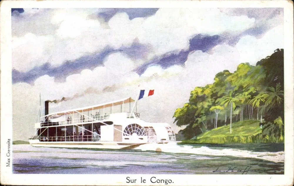 No Congo — vista de vapor a hélice — editor Ligue Maritime et Coloniale, n°104 - Frente