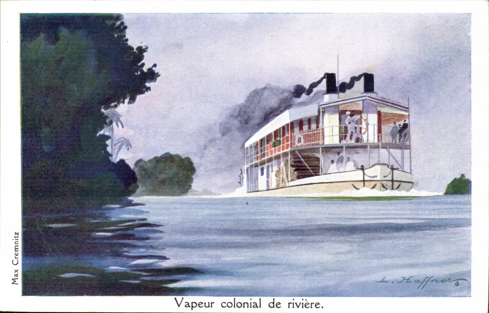 Vapeur colonial de rivière — illustration de Max Cremnitz — éditeur L. Hoffner - Recto