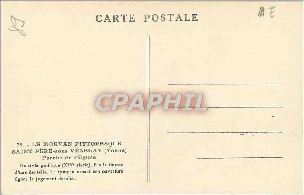 Saint-Père-sous-Vézelay (Yonne) — Porche der Kirche — Verlag Le Morvan Pittoresque, n°79 - Rückseite
