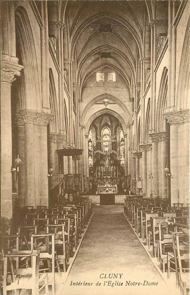 Cluny — Intérieur de l'Église Notre-Dame — MP. Bourgeois, Chalon-sur-Saône - Recto