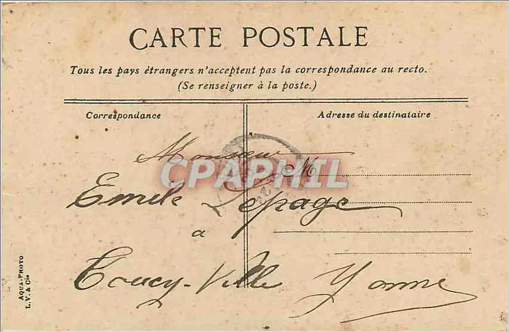 Dijon. Place du Peuple — visão da praça com fonte e pedestres — editor L.V. & Cie, n° 442 - Verso