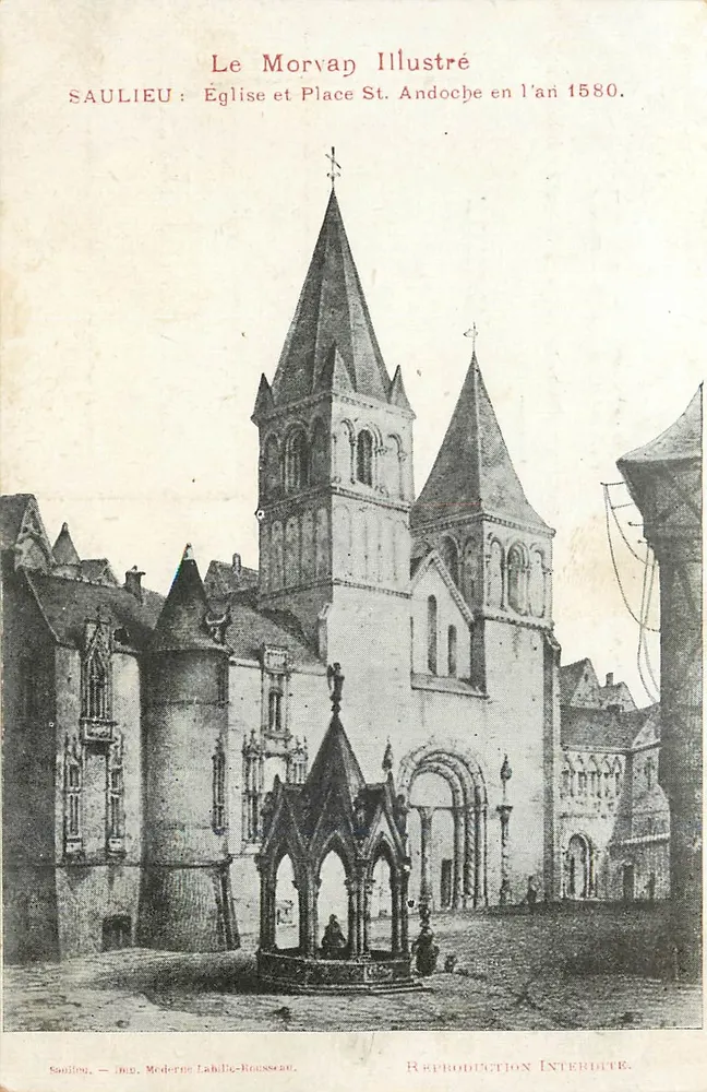 Saulieu — Kirche und Place Saint-Andoche im Jahr 1580 — Le Morvan Illustré, Nr. 280, Moderne Labille-Rousseau - Vorderseite