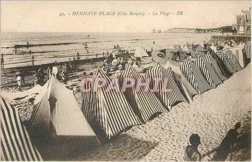 Hendaye-Plage (Côte Basque) — A Praia — BR — Editor Bloc Frères, Bordeaux - Frente