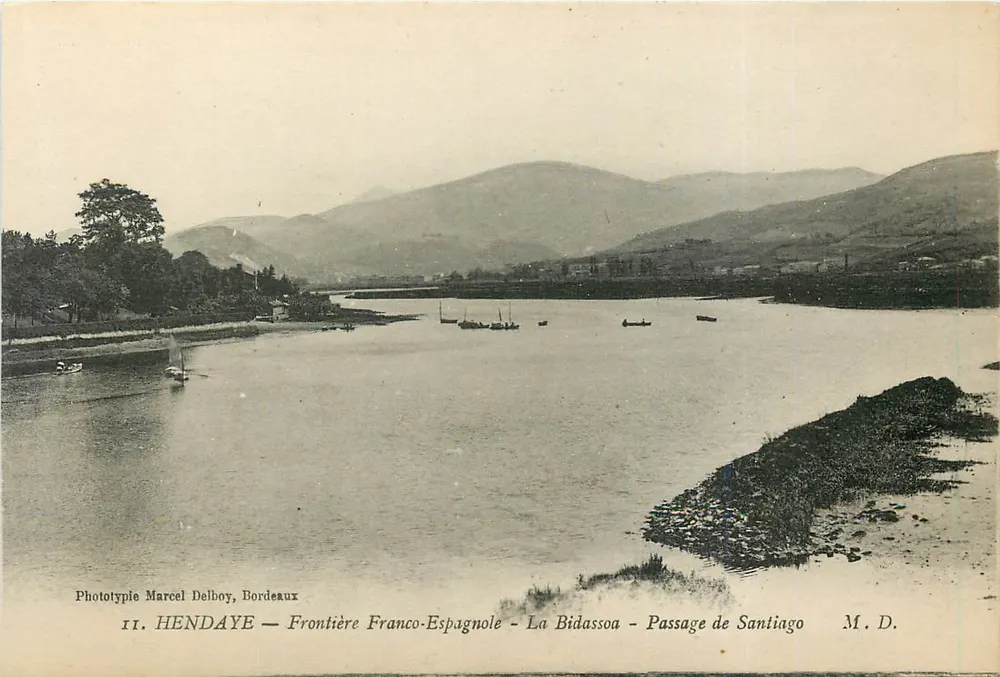 Hendaye — Französisch-spanische Grenze — La Bidassoa — Passage von Santiago — Phototypie Marcel Delbey, Bordeaux - Vorderseite