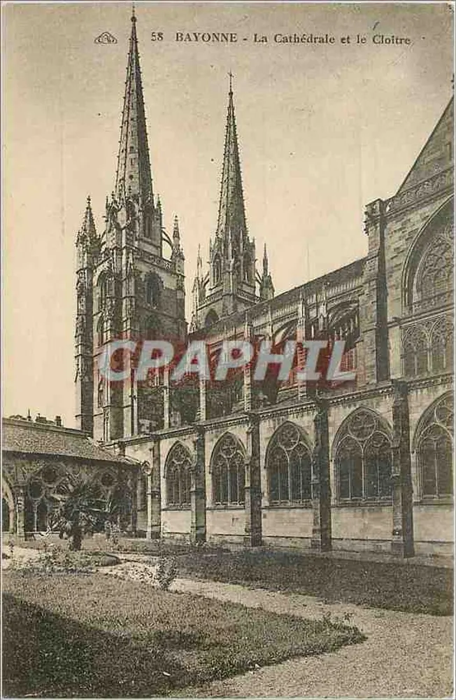 BAYONNE - A Catedral e o Claustro — Editor: C.A. SÉGUR, STRASBOURG — N° de série 58 - Frente