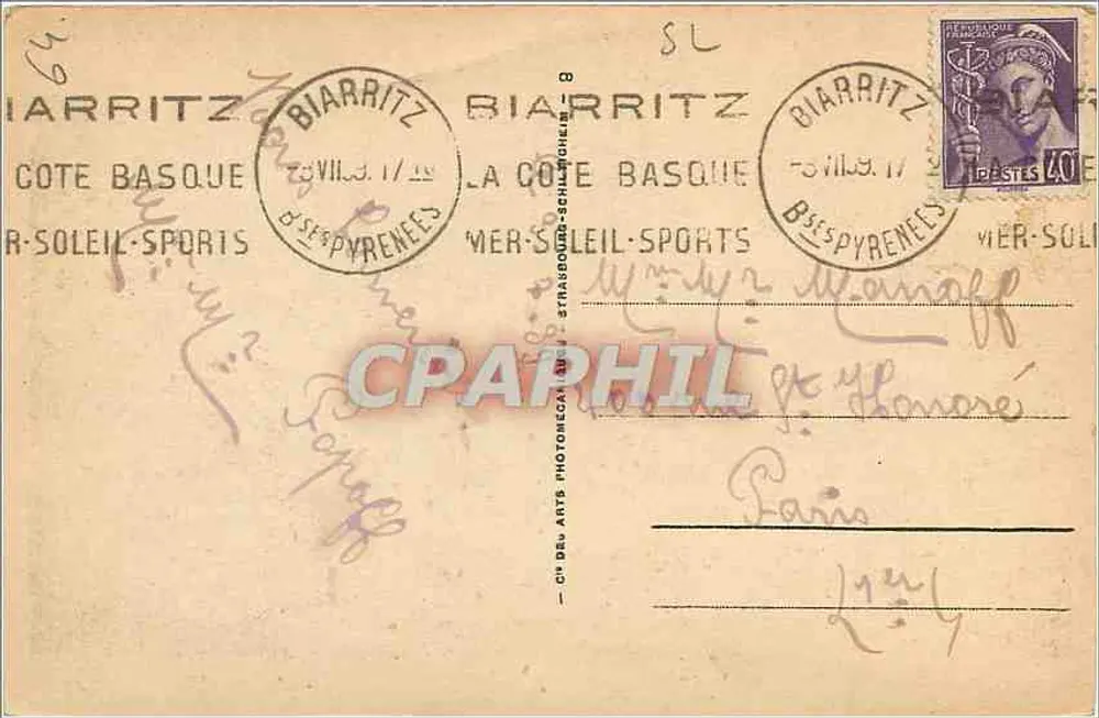 Biarritz — A Praia em frente ao Casino — Cie des Arts Photographiques - Verso