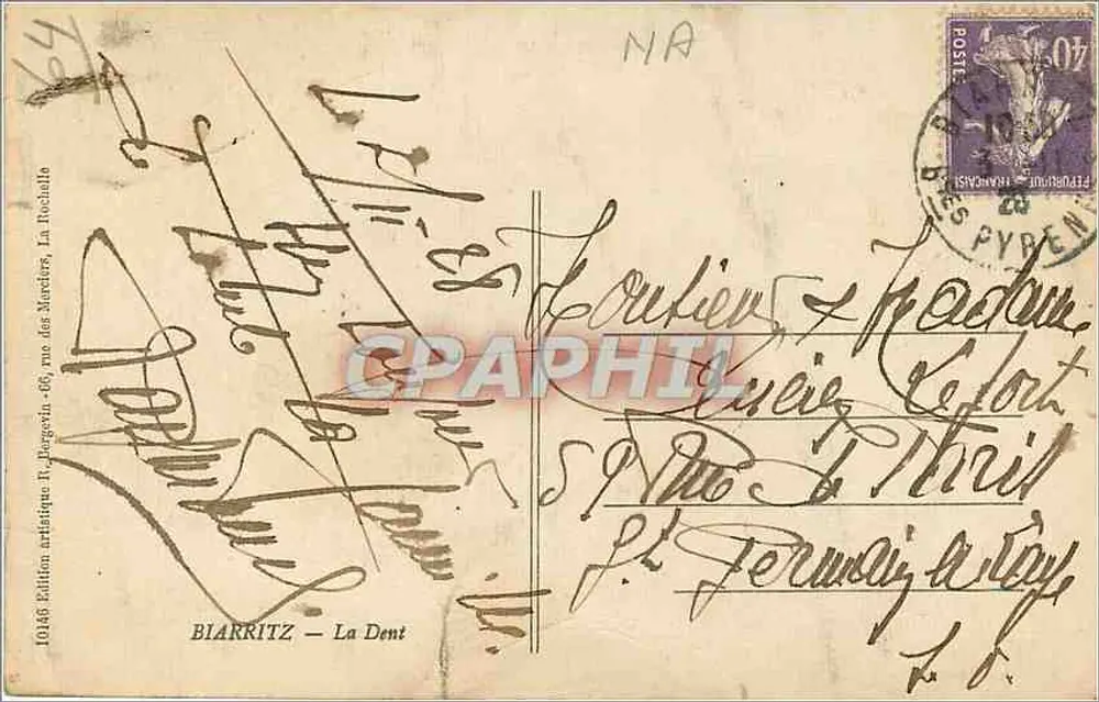 Biarritz — A Dente — Edição artística 10148 - Verso