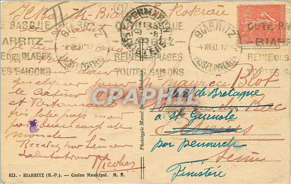 Biarritz (B.-P.) — Casino Municipal — Fotog. Marcel Bordas - Verso